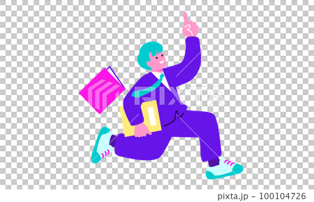 教科書を持ちながら走る男子学生のイラスト 100104726