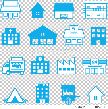 建築・お店のシンプルな青いイラスト 建築・お店のシンプルな青いイラスト 100105704