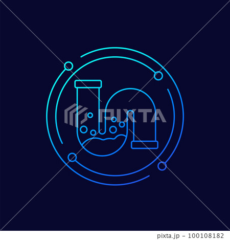 Clog in pipe, drain icon, linear design 100108182