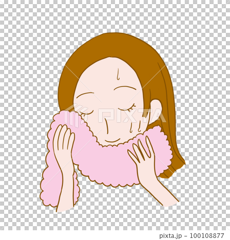 一個女人用毛巾輕輕地擦著臉 100108877