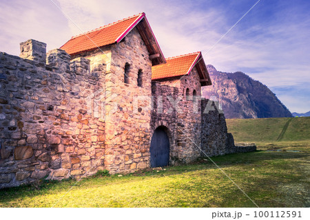 Castrum Arutela, Romania - Ancient roman ruins of Dacia Inferior province. 100112591