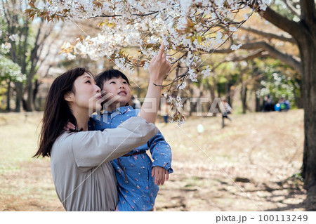 子供に自然の大切さを教える母親 100113249