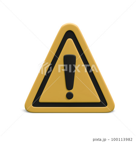 3d realistic triangle warning sign with exclamation mark isolated on white background. Vector illustration 100113982