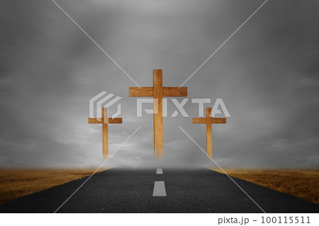 Christian Cross on the street 100115511