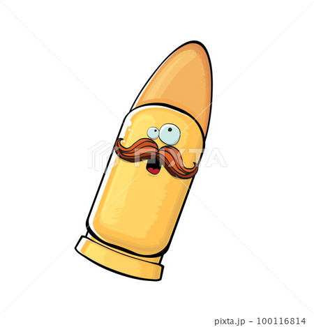 Bullet character. Cartoon funny orange bullet character isolated on white background. Funky bullet character with eyes and mouth. Vector gun shot clip art, emoji, label and sticker Bullet character. Cartoon funny orange bullet character isolated on white background. Funky bullet character with eyes and mouth. Vector gun shot clip art, emoji, label and sticker 100116814