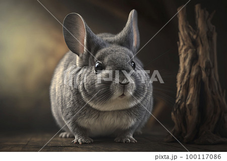 Chinchilla portrait. Generative AI. Chinchilla portrait. Generative AI. 100117086