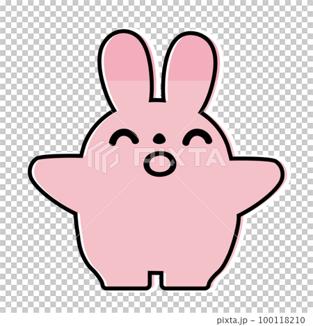 Rabbit illustration _ line drawing _ smile _ spread your hands 100118210