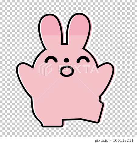 Rabbit illustration _ line drawing _ smile _ dance 100118211