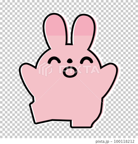 Rabbit illustration _ line drawing _ smile _ dance 100118212