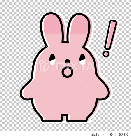 うさぎのイラスト_線画_びっくり 100118218