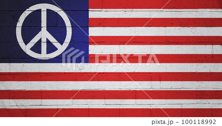 US Peace Flag painted on a wall 100118992