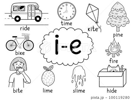 I-e digraph spelling rule black and white educational poster for kids with words I-e digraph spelling rule black and white educational poster for kids with words 100119280