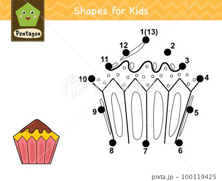 Connect the dots and draw a cupcake. Dot to dot number game for kids 100119425