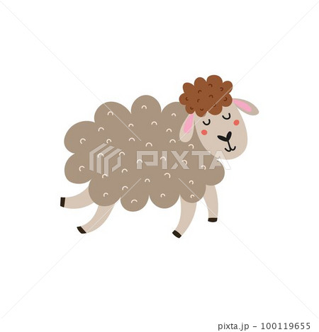 Cute sheep character. Farm animal in cartoon style Cute sheep character. Farm animal in cartoon style 100119655
