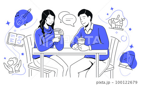 Romantic date - modern colorful line design style illustration 100122679