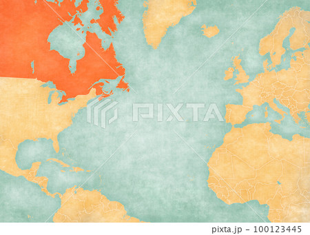 Map of North Atlantic Ocean - Canada 100123445