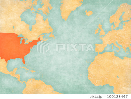 Map of North Atlantic Ocean United - 100123447 