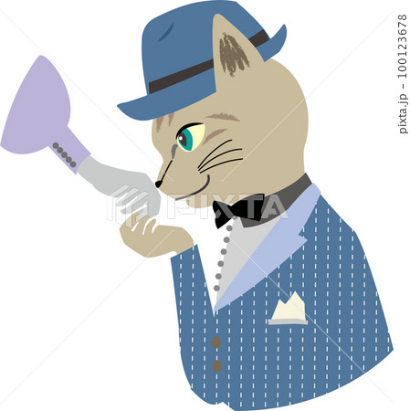 デートで手の甲にキスするトラ猫のベクターイラスト素材 100123678