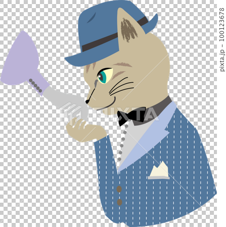 デートで手の甲にキスするトラ猫のベクターイラスト素材 100123678