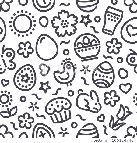 Easter Seamless Pattern with Icons 100124746