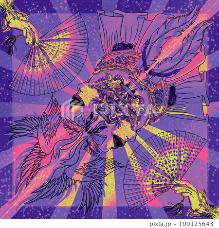 Beautiful scarf design with venetian mask. 100125643