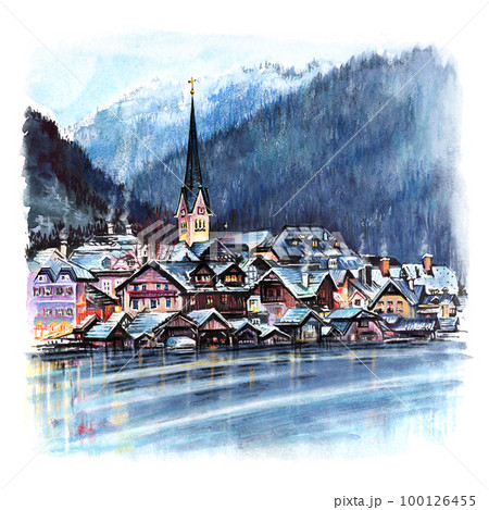 Sketch of night Hallstatt, Austria Sketch of night Hallstatt, Austria 100126455