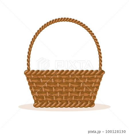 Wicker basket with a handle on a white background. Illustration, vector 100128130