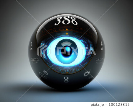 futuristic Magic ball with prediction and magic numbers 100128315
