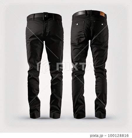 Blank black pants mockup template front and back, generative AI 100128816