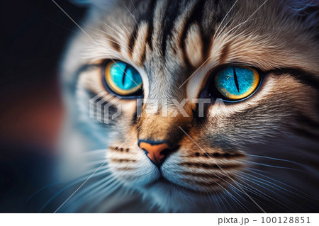 close up, cat's head. generative AI close up, cat's head. generative AI 100128851