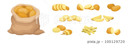 Whole Potato in Sack and Sliced as Root...のイラスト素材 [100129720] - PIXTA