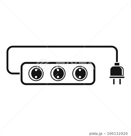 Extension cord icon. Simple illustration of extension cord vector icon for web design isolated on white background 100132020