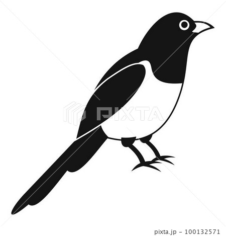 Magpie bird icon. Simple illustration of magpie bird vector icon for web design isolated on white background 100132571