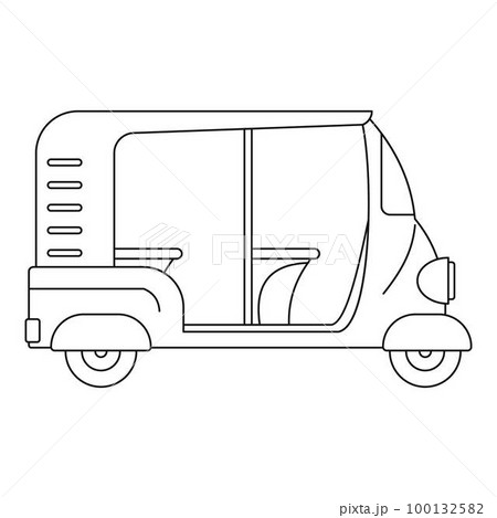 Indian rickshaw icon. Outline illustration of indian rickshaw vector icon for web design isolated on white background Indian rickshaw icon. Outline illustration of indian rickshaw vector icon for web design isolated on white background 100132582