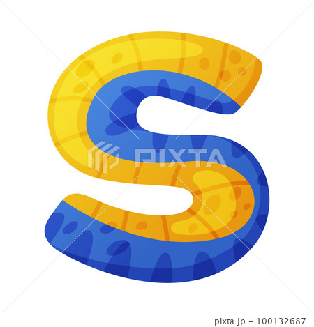 S consonant letter dino font. Dinosaur alphabet, cute dino effect letter sign, abc for kids, nursery, birthday party design cartoon vector illustration S consonant letter dino font. Dinosaur alphabet, cute dino effect letter sign, abc for kids, nursery, birthday party design cartoon vector illustration 100132687