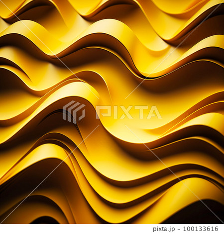 an abstract yellow background with wavy linesnema, generative AI 100133616