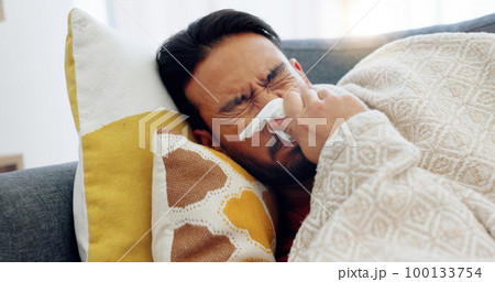 Sick, tired and sad man lying on sofa at home feeling ill, unhappy or depressed thinking about problems, grief or sorrow. Anxiety, depression and mental health of asian male crying over heartbreak Sick, tired and sad man lying on sofa at home feeling ill, unhappy or depressed thinking about problems, grief or sorrow. Anxiety, depression and mental health of asian male crying over heartbreak 100133754