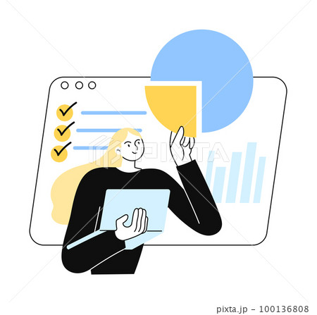 Woman works with data, analytics or statistics 100136808