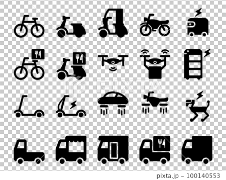 現代特種車輛、飛行車輛、機器人等圖標集 100140553