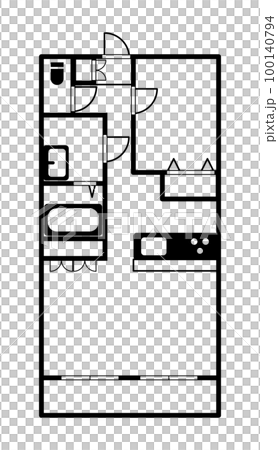 1LDK floor plan_12 tatami mat living room and 6 tatami mat Western-style room 100140794