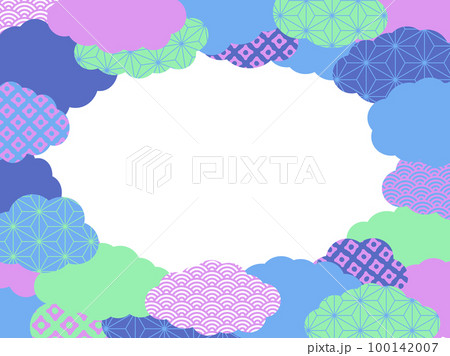 青色レトロポップカラーの和柄雲の背景イラスト素材 青色レトロポップカラーの和柄雲の背景イラスト素材 100142007