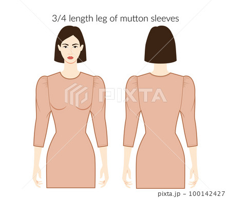 Leg of mutton sleeves clothes character beautiful lady in nude top, shirt, dress technical fashion illustration with 3-4 Leg of mutton sleeves clothes character beautiful lady in nude top, shirt, dress technical fashion illustration with 3-4 100142427