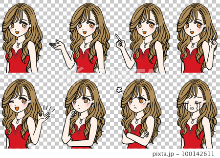 8種類の赤いドレスのキャバ嬢セット 100142611