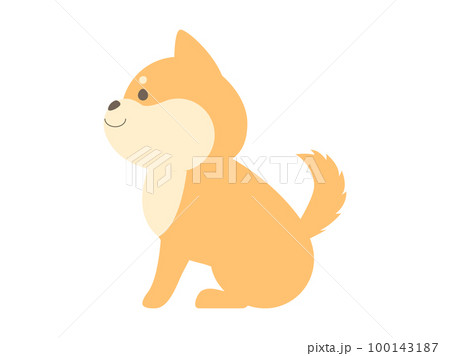 お座りしている横姿の柴犬のイラスト素材 [100143187] - PIXTA