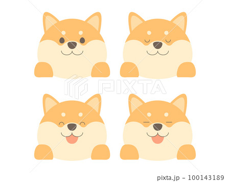 4種類の表情の柴犬顔セット 4種類の表情の柴犬顔セット 100143189
