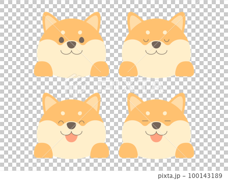 4種類の表情の柴犬顔セット 4種類の表情の柴犬顔セット 100143189