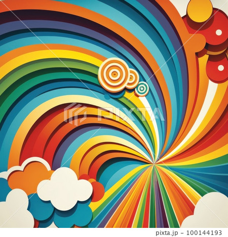 Vibrant color of rainbow background in retro style. 100144193