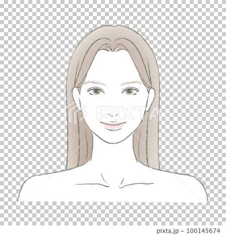 長發女人的臉朝前,黑髮 長發女人的臉朝前,黑髮 100145674