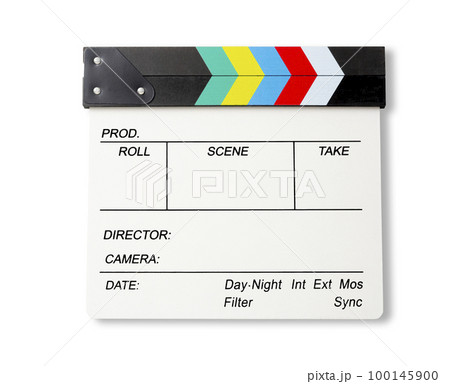 The Film slate or Flying clapperboard isolated on white background. Saved clipping path. The Film slate or Flying clapperboard isolated on white background. Saved clipping path. 100145900
