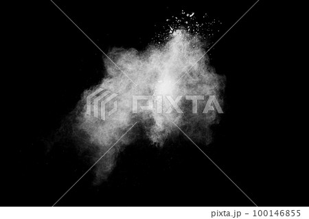 White powder explosion clouds.Freeze motion of white dust particle splash. 100146855